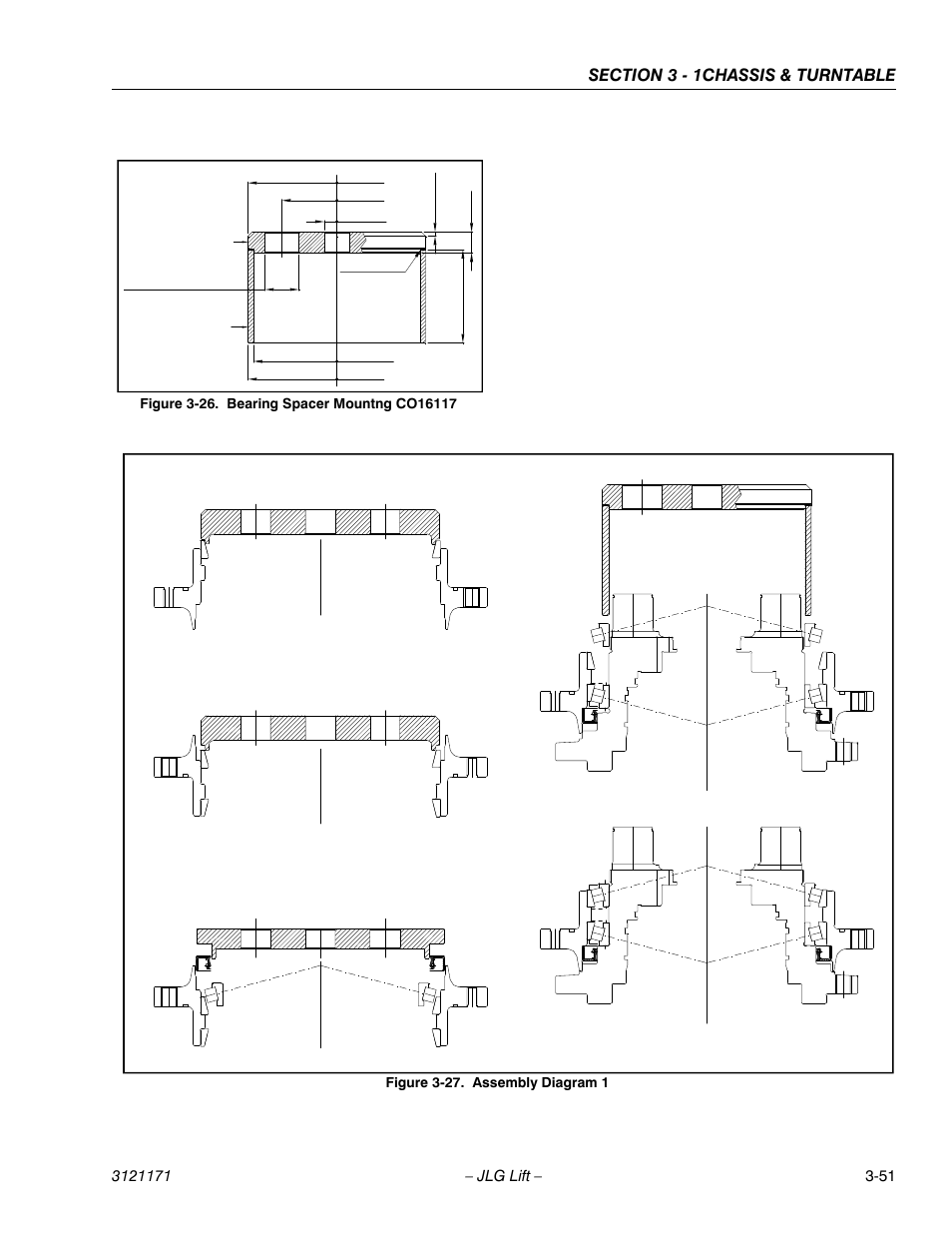 Bearing spacer mountng co16117 -51, Assembly diagram 1 -51 | JLG 1250AJP Service Manual User Manual | Page 99 / 606