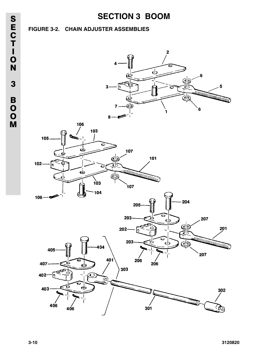 Figure 3-2. chain adjuster assemblies | JLG 120HX Parts Manual User Manual | Page 114 / 216