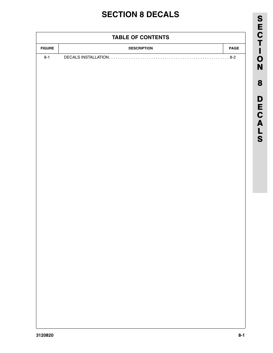 Section 8 decals, Section 8 - decals -1 | JLG 120HX Parts Manual User Manual | Page 205 / 216