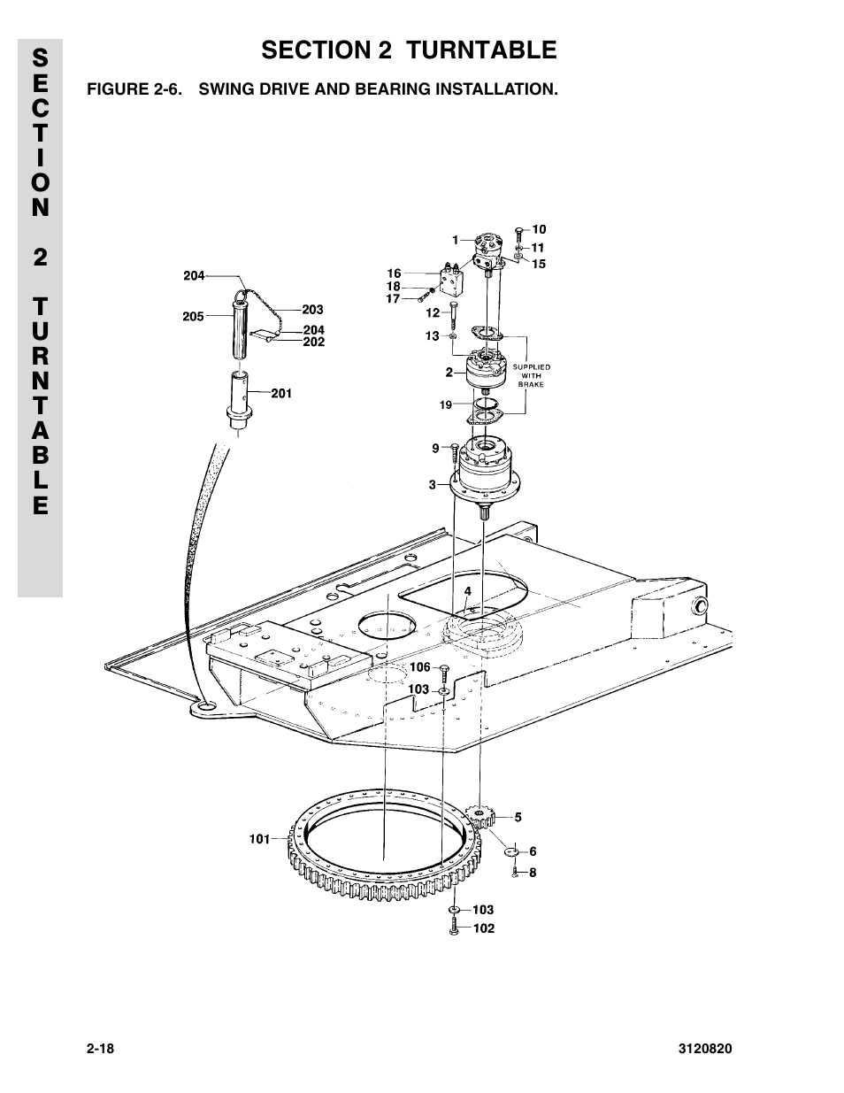 Figure 2-6. swing drive and bearing installation | JLG 120HX Parts Manual User Manual | Page 50 / 216