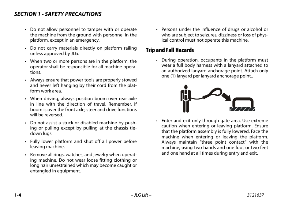 Trip and fall hazards | JLG X600AJ Operator Manual User Manual | Page 16 / 154