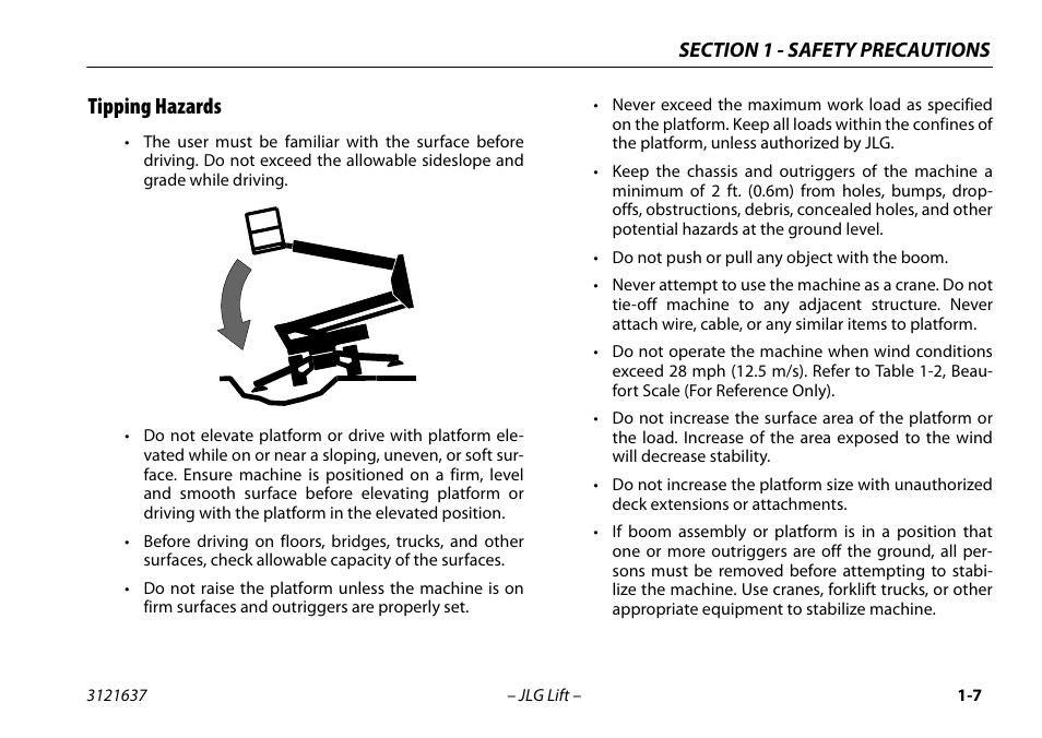 Tipping hazards | JLG X600AJ Operator Manual User Manual | Page 19 / 154