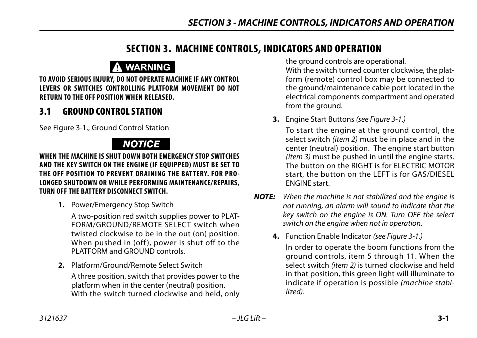 1 ground control station, Ground control station -1 | JLG X600AJ Operator Manual User Manual | Page 35 / 154