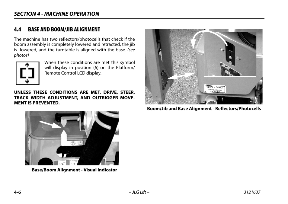 4 base and boom/jib alignment, Base and boom/jib alignment -6 | JLG X600AJ Operator Manual User Manual | Page 56 / 154