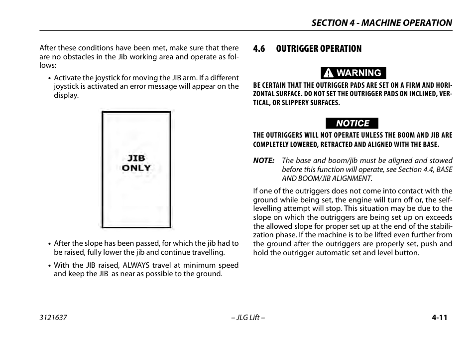 6 outrigger operation, Outrigger operation -11 | JLG X600AJ Operator Manual User Manual | Page 61 / 154