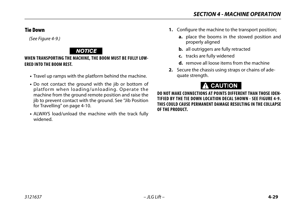 Tie down, Tie down -29 | JLG X600AJ Operator Manual User Manual | Page 79 / 154