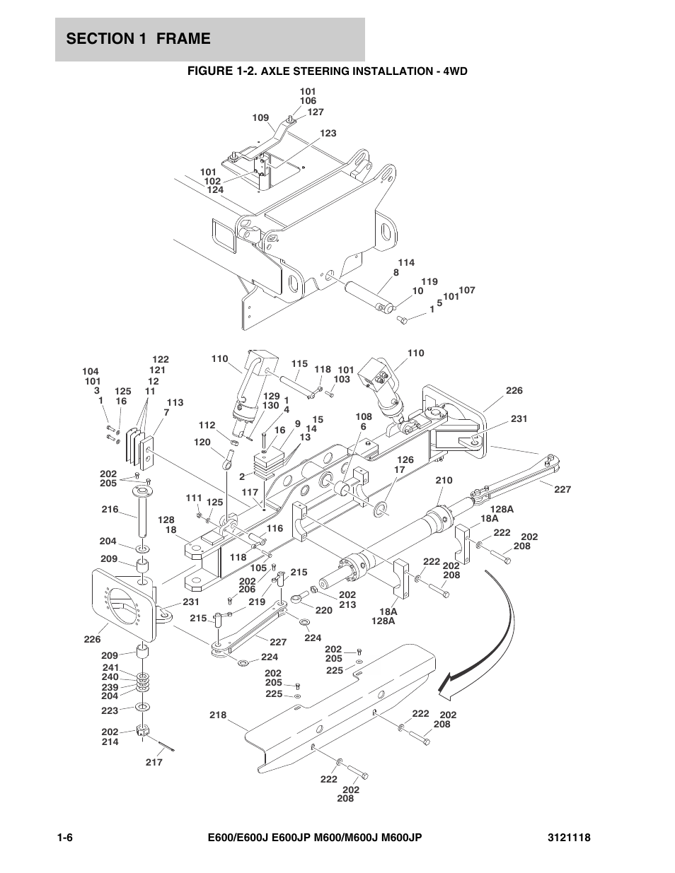 Figure 1-2. axle steering installation - 4wd, Figure 1-2 | JLG M600 ANSI Parts Manual User Manual | Page 12 / 258