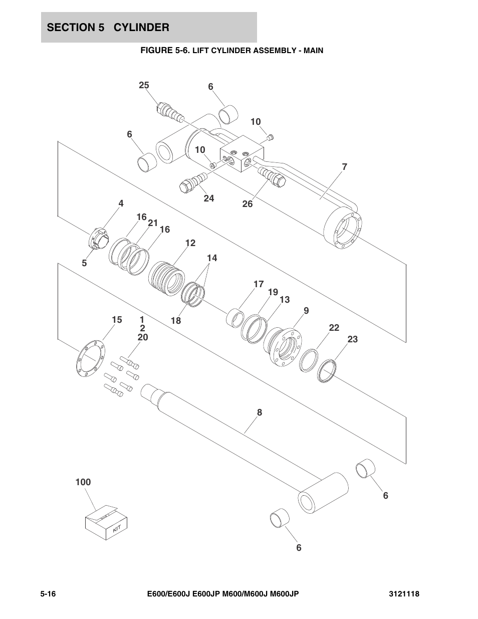 Figure 5-6. lift cylinder assembly - main | JLG M600 ANSI Parts Manual User Manual | Page 176 / 258