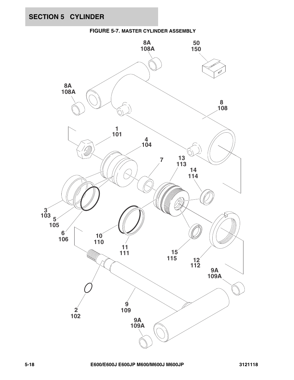 Figure 5-7. master cylinder assembly | JLG M600 ANSI Parts Manual User Manual | Page 178 / 258