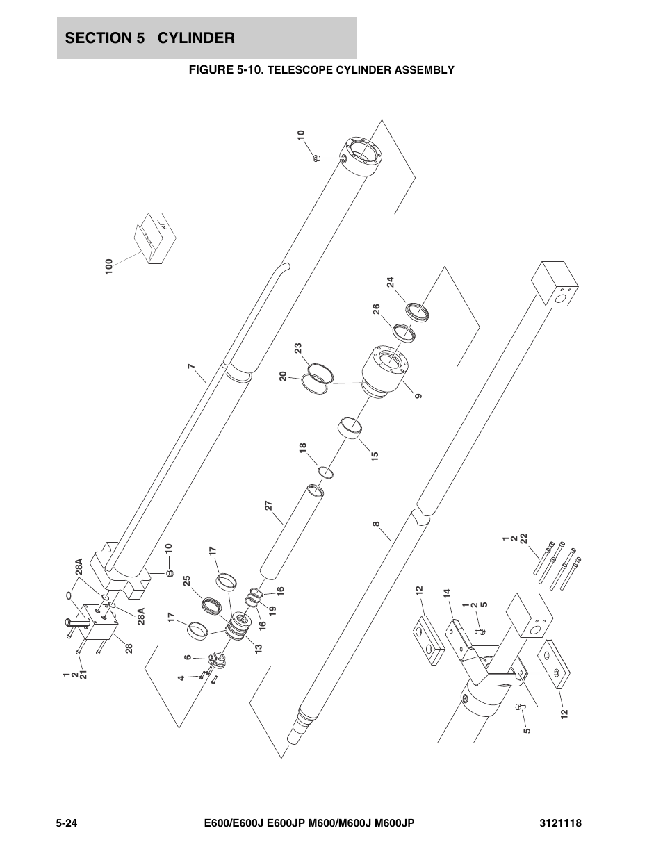 Figure 5-10. telescope cylinder assembly, Figure 5-10 | JLG M600 ANSI Parts Manual User Manual | Page 184 / 258