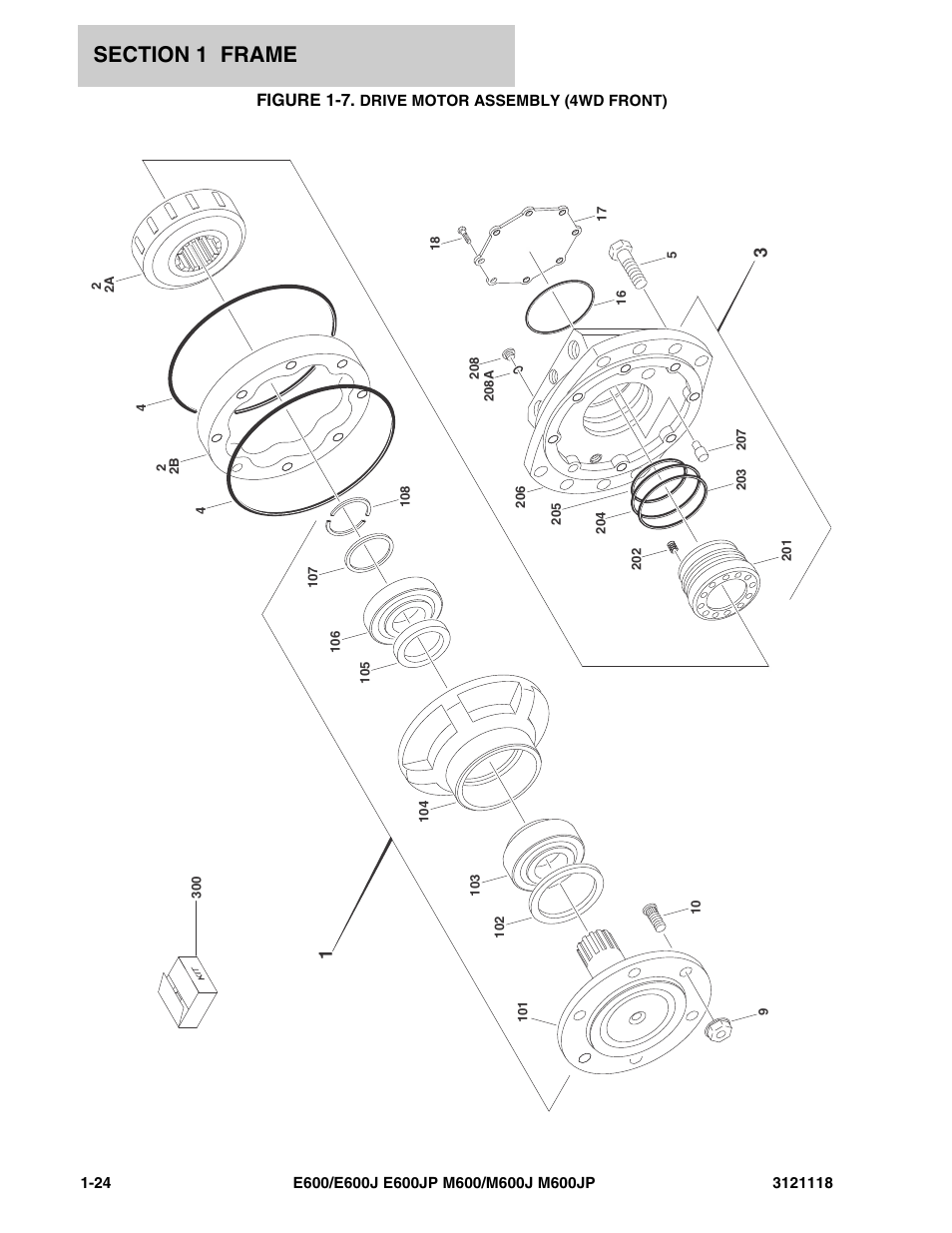 Figure 1-7. drive motor assembly (4wd front), Figure 1-7 | JLG M600 ANSI Parts Manual User Manual | Page 30 / 258
