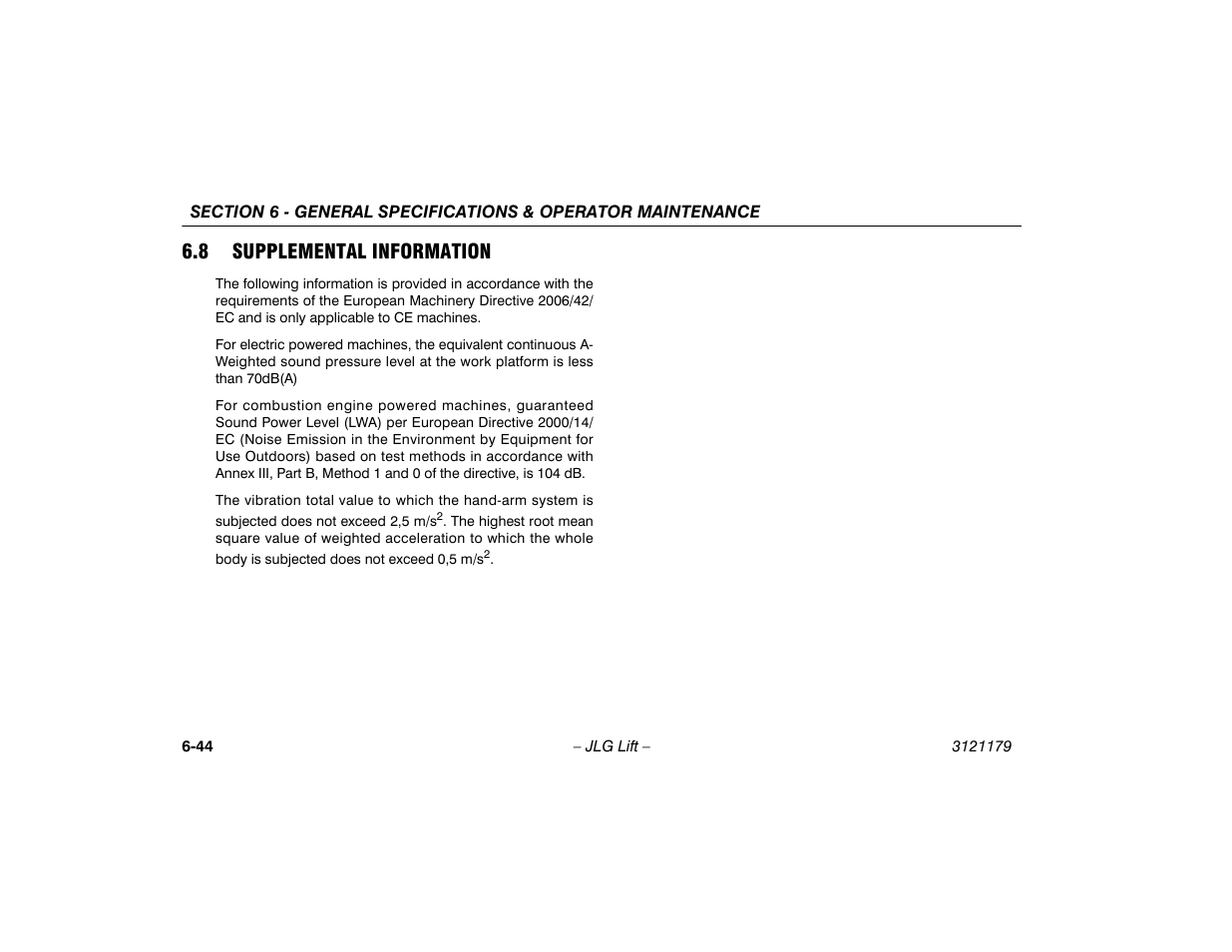 8 supplemental information, 8 supplemental information -44 | JLG 510AJ Operator Manual User Manual | Page 126 / 132