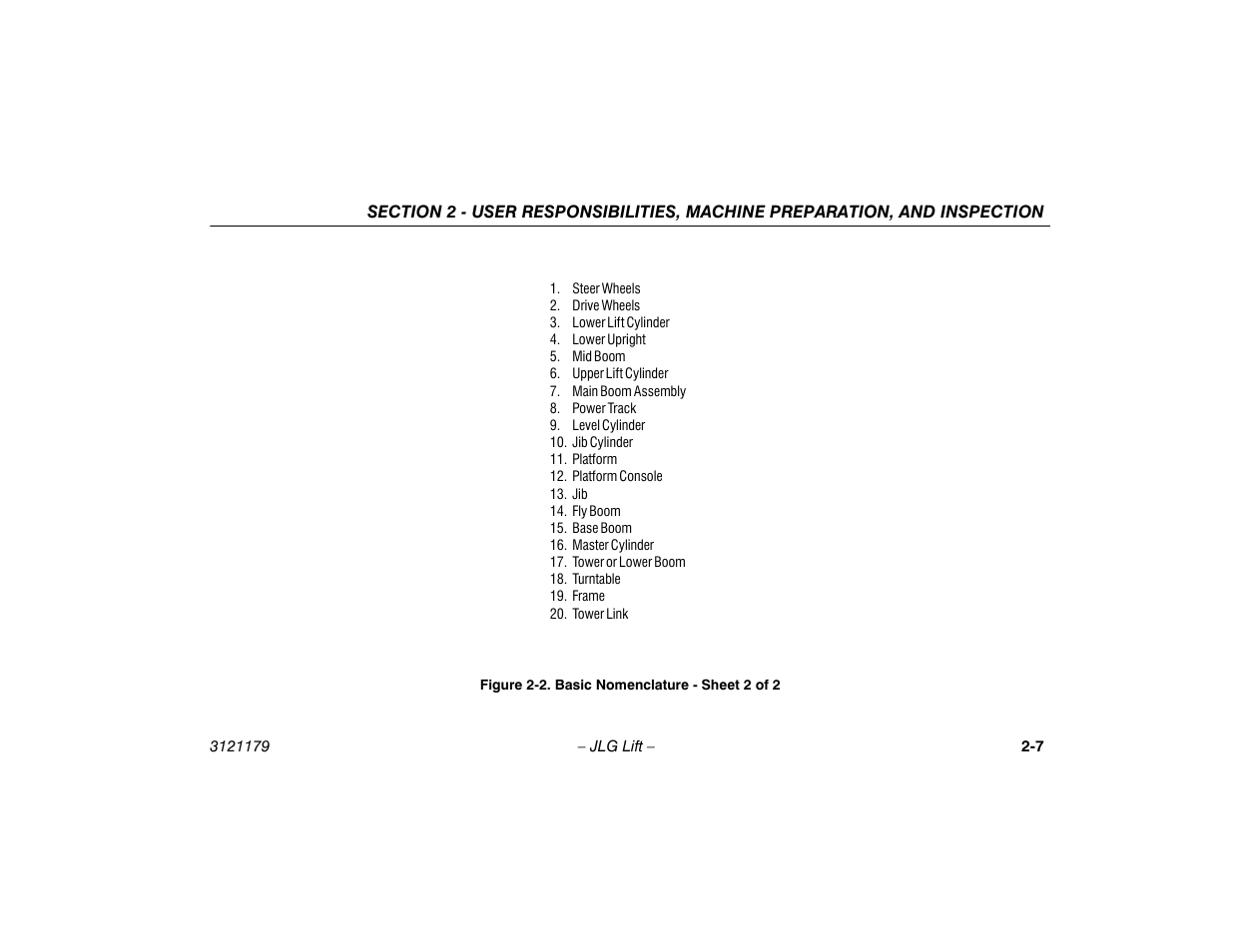 Basic nomenclature - sheet 2 of 2 -7 | JLG 510AJ Operator Manual User Manual | Page 29 / 132