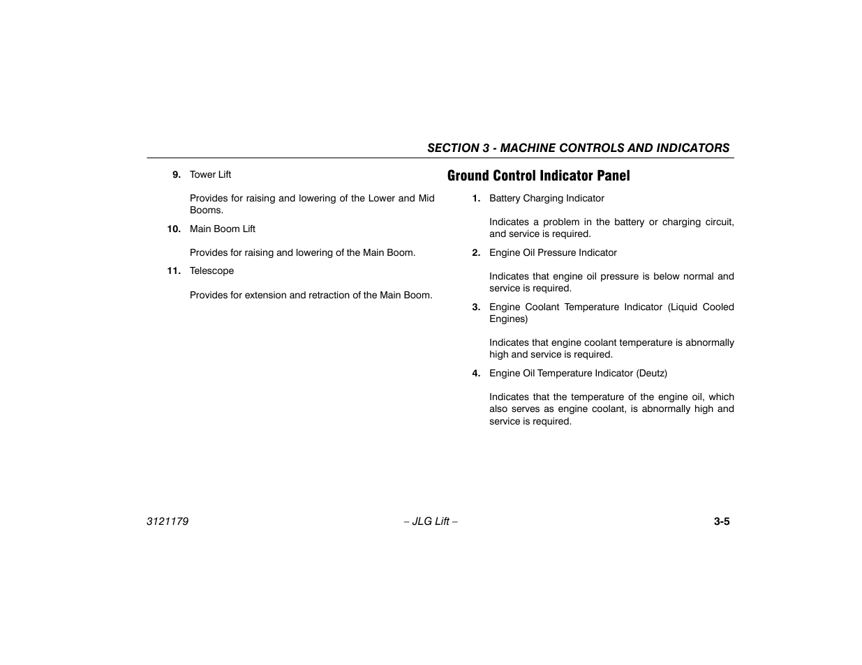 Ground control indicator panel, Ground control indicator panel -5 | JLG 510AJ Operator Manual User Manual | Page 39 / 132