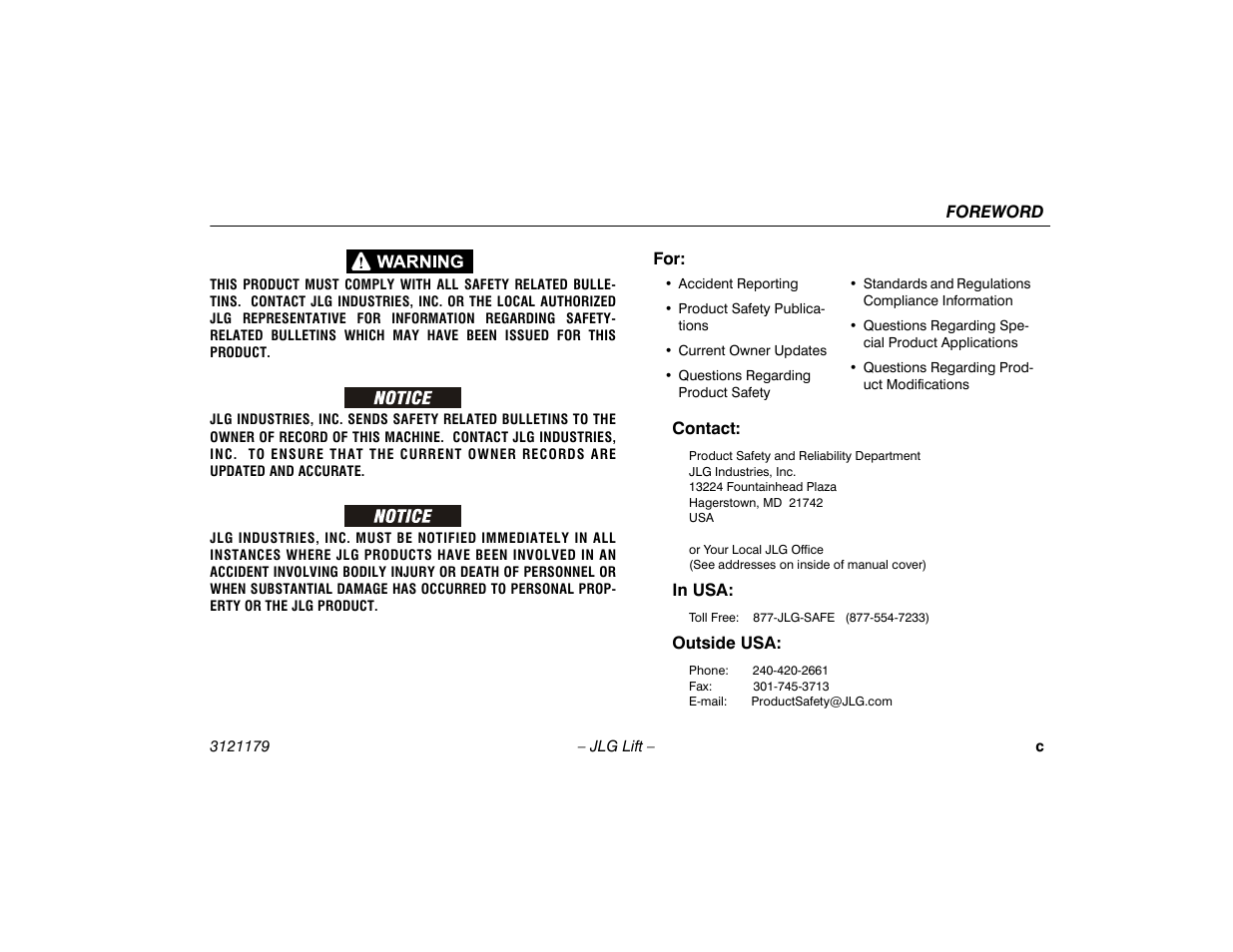 JLG 510AJ Operator Manual User Manual | Page 5 / 132