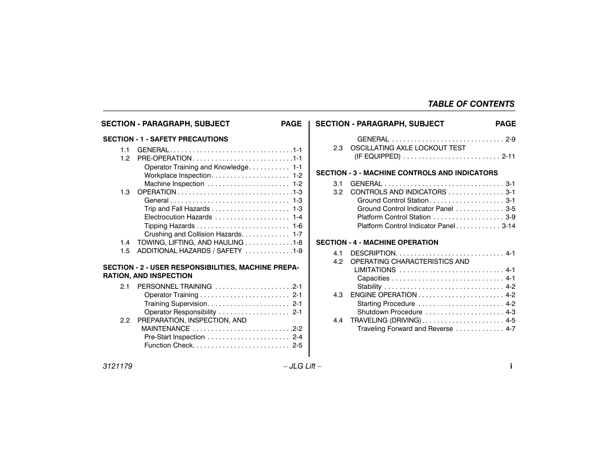 JLG 510AJ Operator Manual User Manual | Page 7 / 132