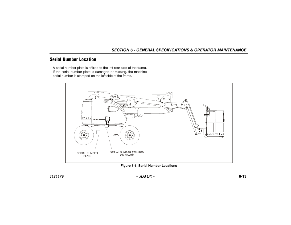 Serial number location, Serial number location -13, Serial number locations -13 | JLG 510AJ Operator Manual User Manual | Page 95 / 132