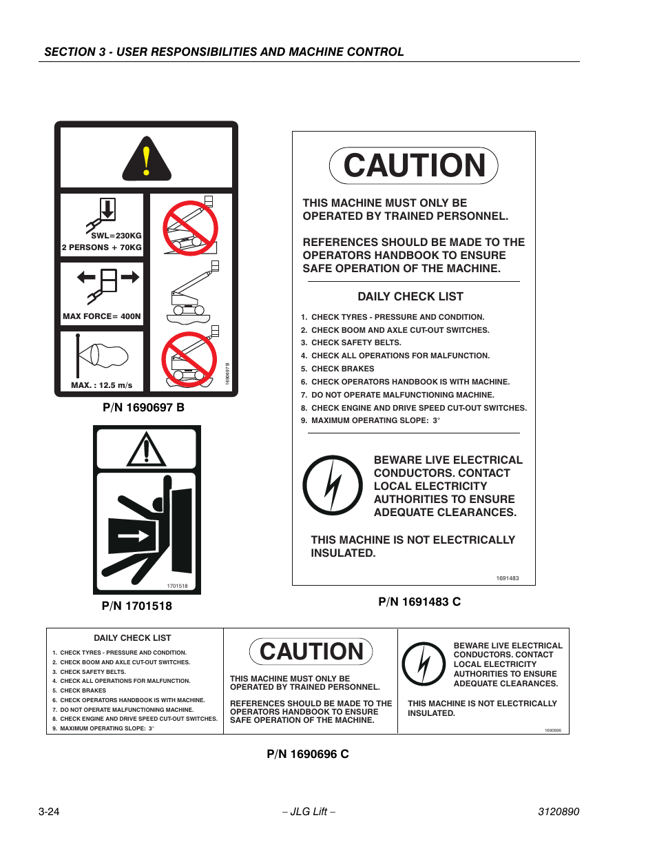 Caution | JLG 80HX_HX+6 Operator Manual User Manual | Page 59 / 82