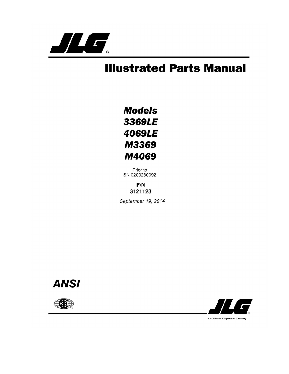 JLG M4069 ANSI Parts Manual User Manual | 204 pages