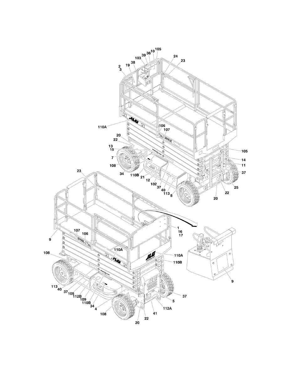 Figure 8-1. decal installation - ansi specs | JLG M4069 ANSI Parts Manual User Manual | Page 180 / 204