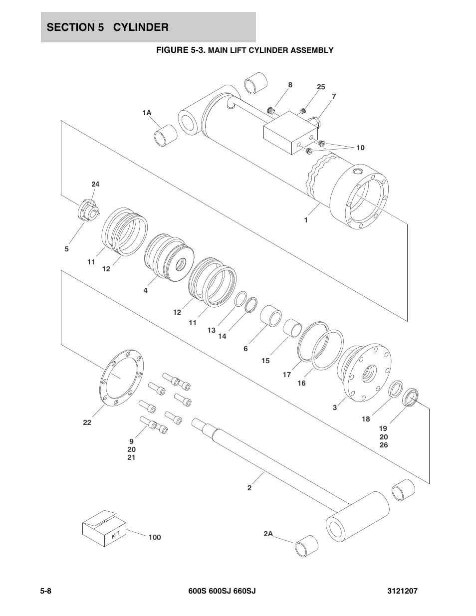 Figure 5-3. main lift cylinder assembly | JLG 660SJ Parts Manual User Manual | Page 266 / 404