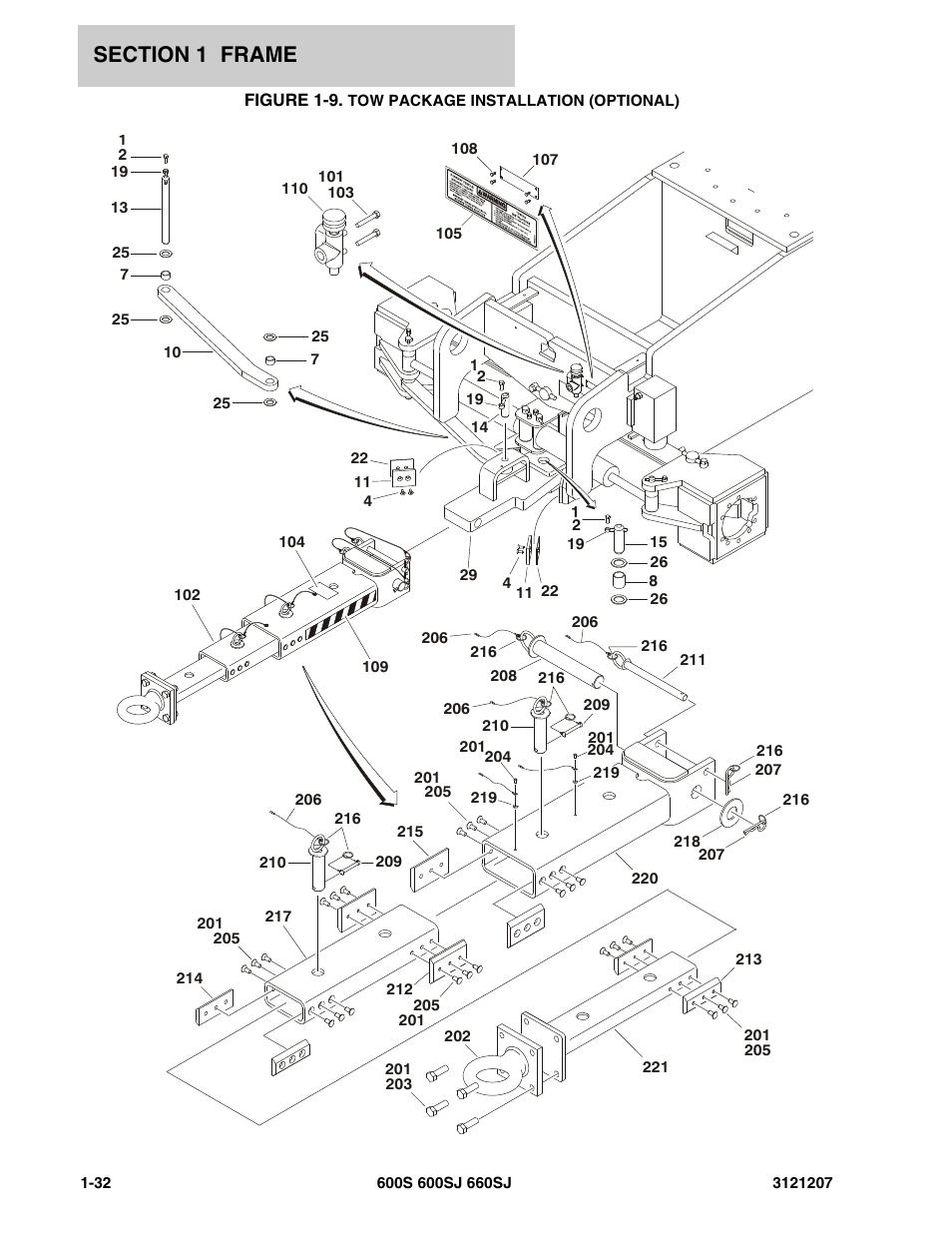 Figure 1-9. tow package installation (optional) | JLG 660SJ Parts Manual User Manual | Page 40 / 404