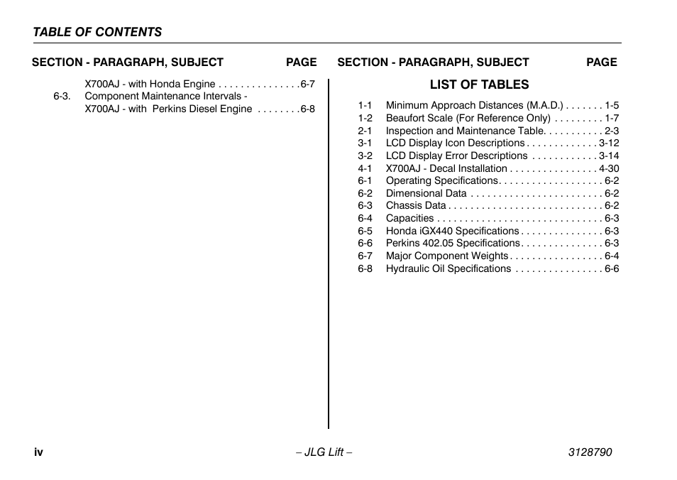 JLG X700AJ Operator Manual User Manual | Page 10 / 124