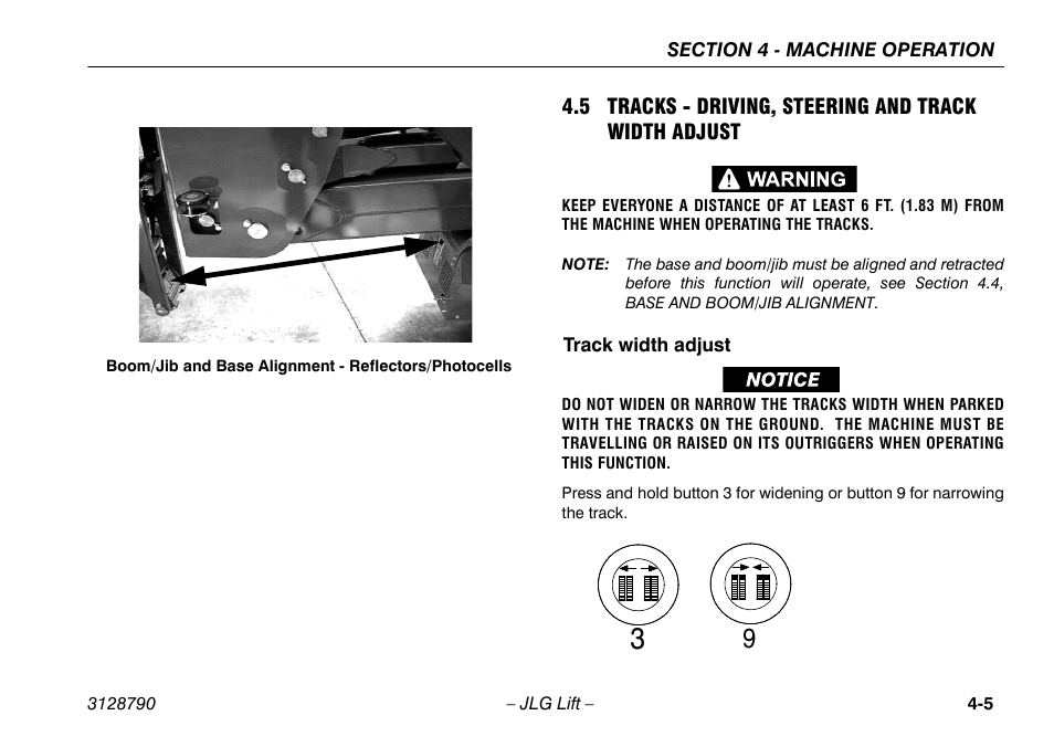 Track width adjust, 5 tracks - driving, steering and, Track width adjust -5 | JLG X700AJ Operator Manual User Manual | Page 51 / 124