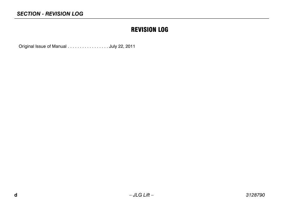 Revision log | JLG X700AJ Operator Manual User Manual | Page 6 / 124
