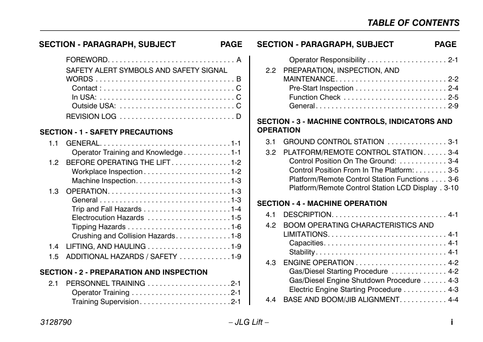 JLG X700AJ Operator Manual User Manual | Page 7 / 124