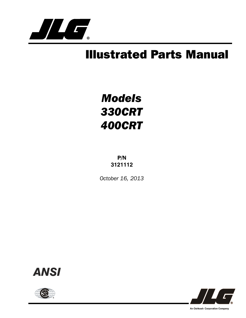 JLG 400CRT ANSI Parts Manual User Manual | 164 pages