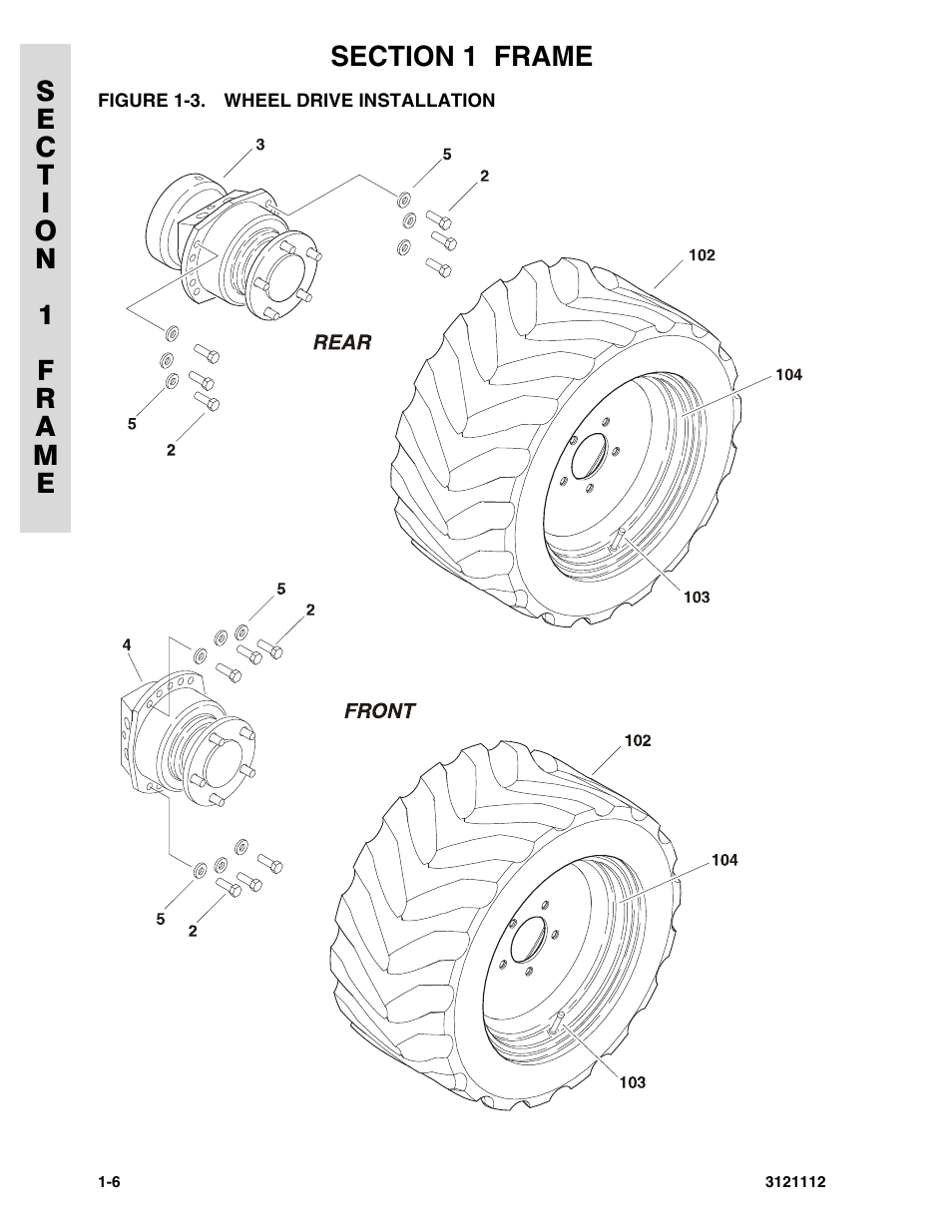 Figure 1-3. wheel drive installation | JLG 400CRT ANSI Parts Manual User Manual | Page 12 / 164