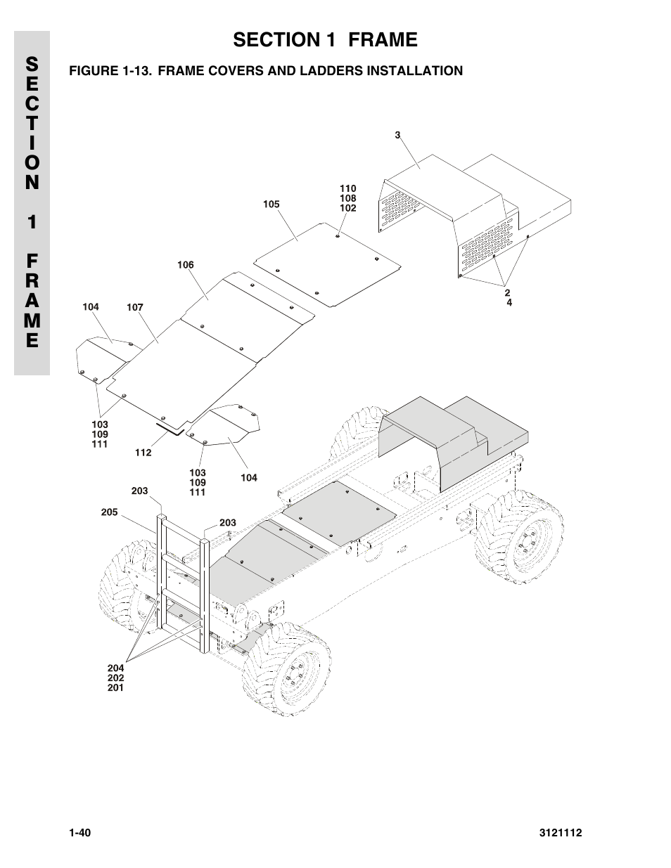 Figure 1-13. frame covers and ladders installation | JLG 400CRT ANSI Parts Manual User Manual | Page 46 / 164