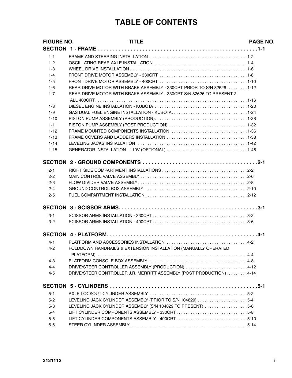 JLG 400CRT ANSI Parts Manual User Manual | Page 5 / 164