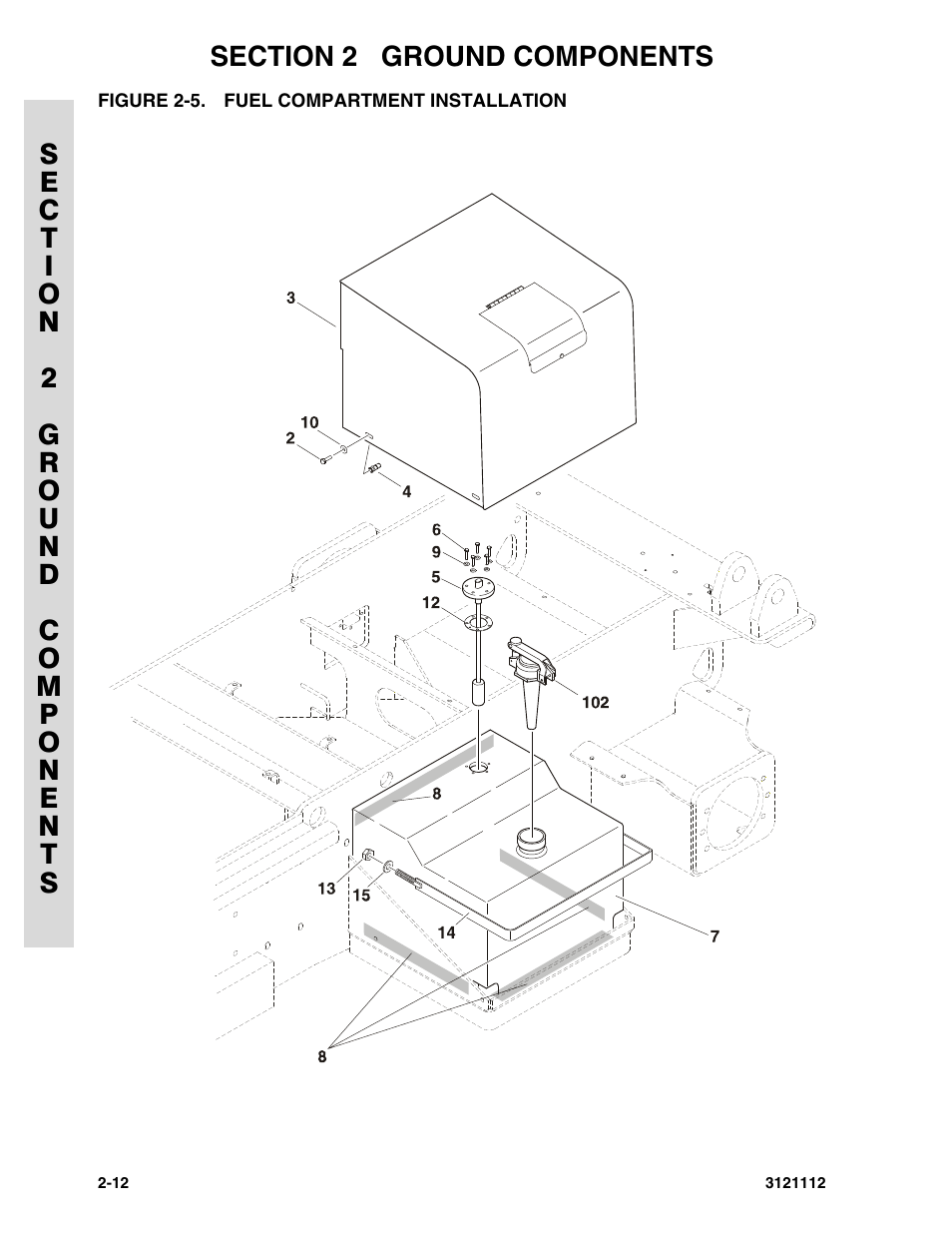 Figure 2-5. fuel compartment installation | JLG 400CRT ANSI Parts Manual User Manual | Page 68 / 164