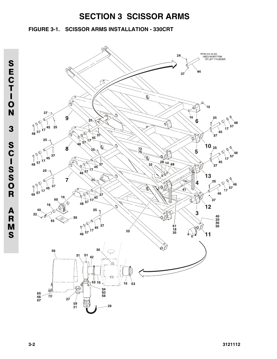 Figure 3-1. scissor arms installation - 330crt | JLG 400CRT ANSI Parts Manual User Manual | Page 72 / 164