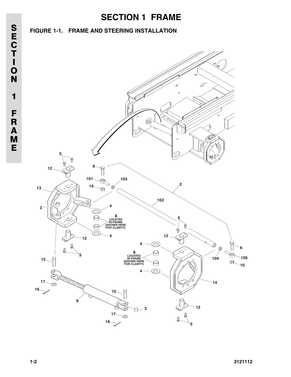 Figure 1-1. frame and steering installation | JLG 400CRT ANSI Parts Manual User Manual | Page 8 / 164