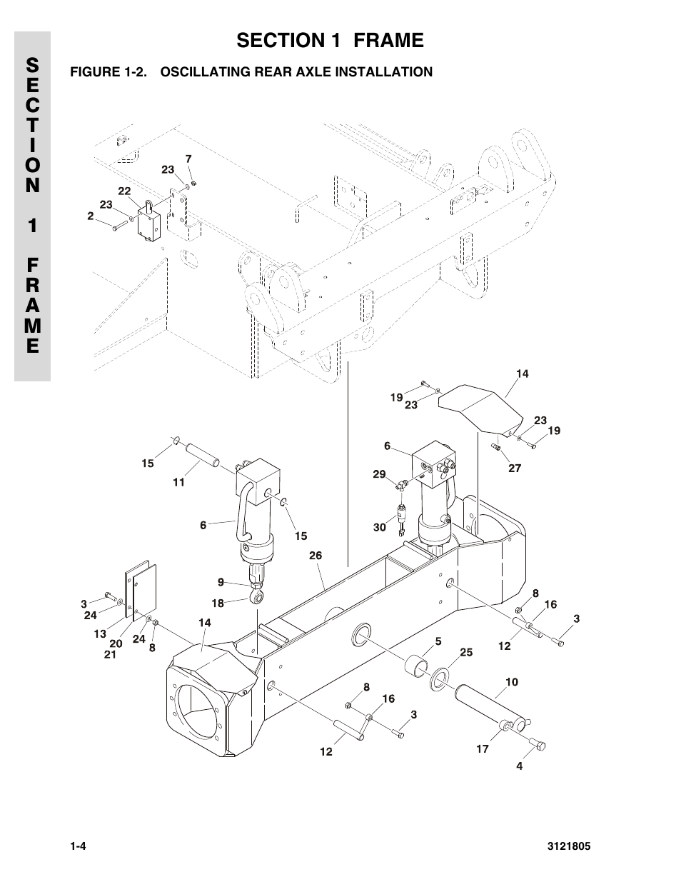 Figure 1-2. oscillating rear axle installation | JLG 400CRT Parts Manual User Manual | Page 10 / 150