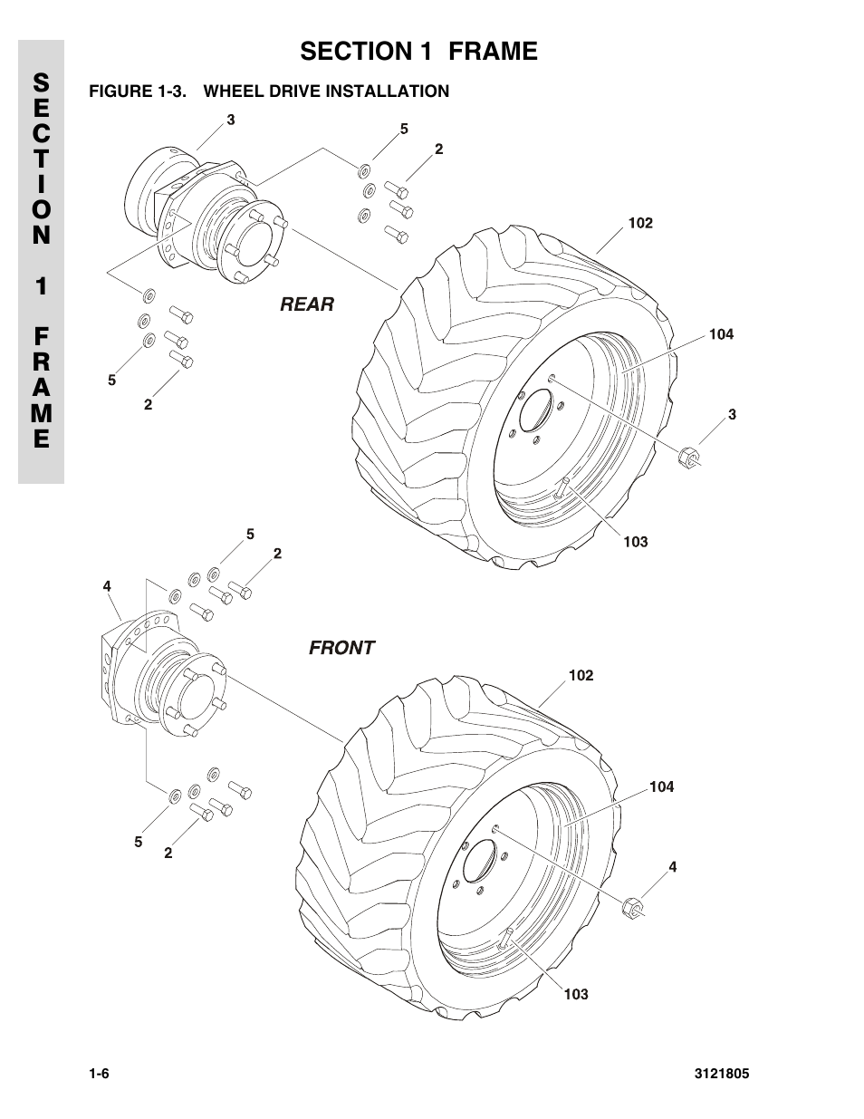 Figure 1-3. wheel drive installation | JLG 400CRT Parts Manual User Manual | Page 12 / 150