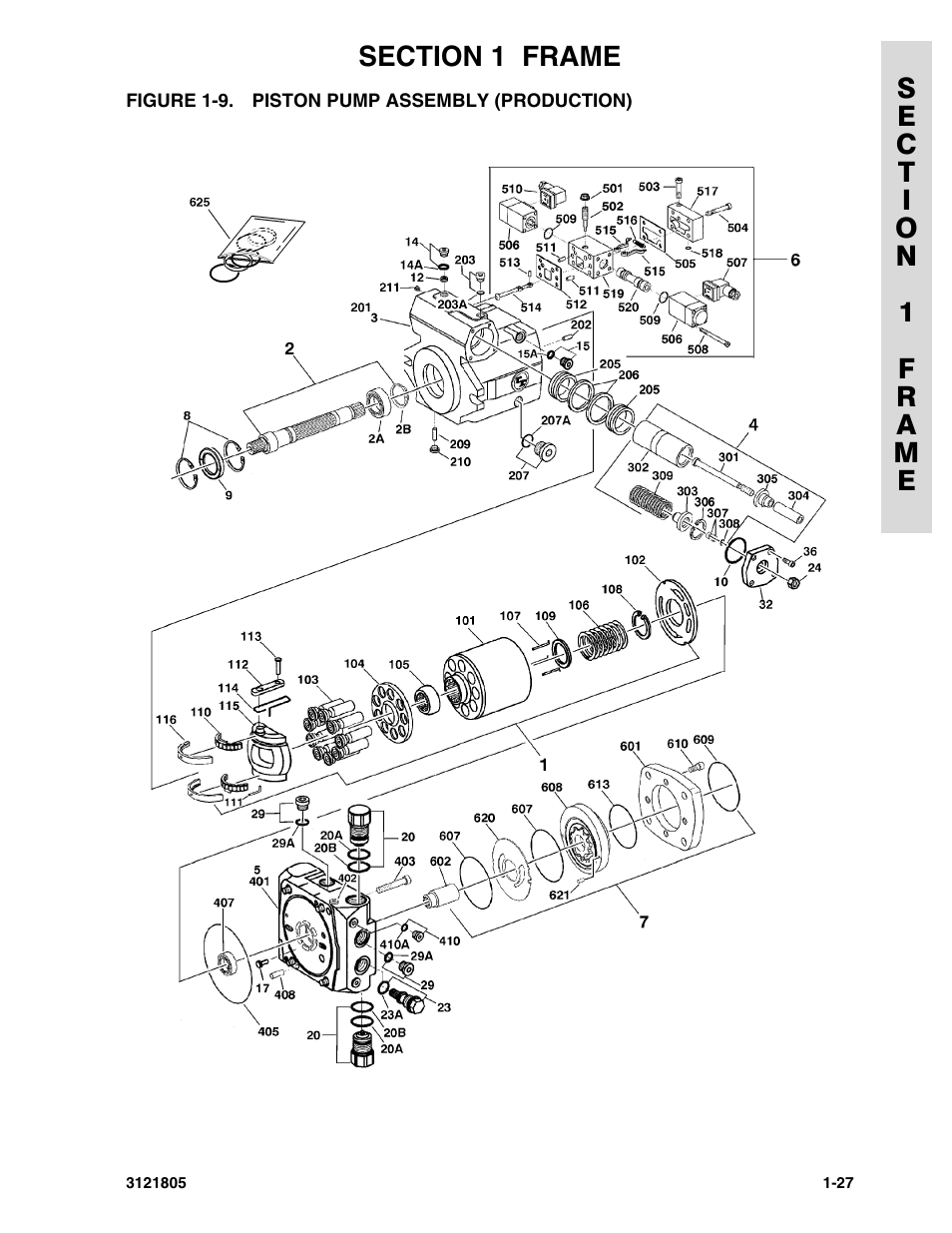 Figure 1-9. piston pump assembly (production) | JLG 400CRT Parts Manual User Manual | Page 33 / 150
