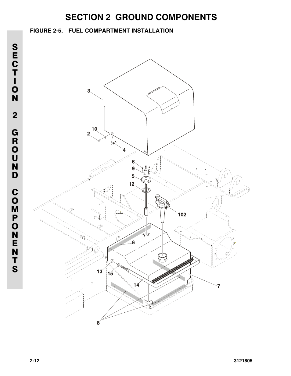 Figure 2-5. fuel compartment installation | JLG 400CRT Parts Manual User Manual | Page 62 / 150