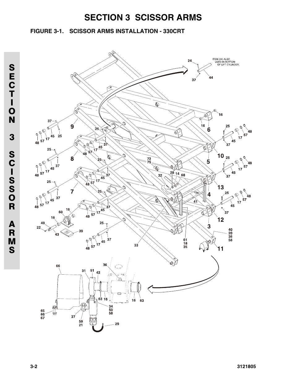 Figure 3-1. scissor arms installation - 330crt | JLG 400CRT Parts Manual User Manual | Page 66 / 150