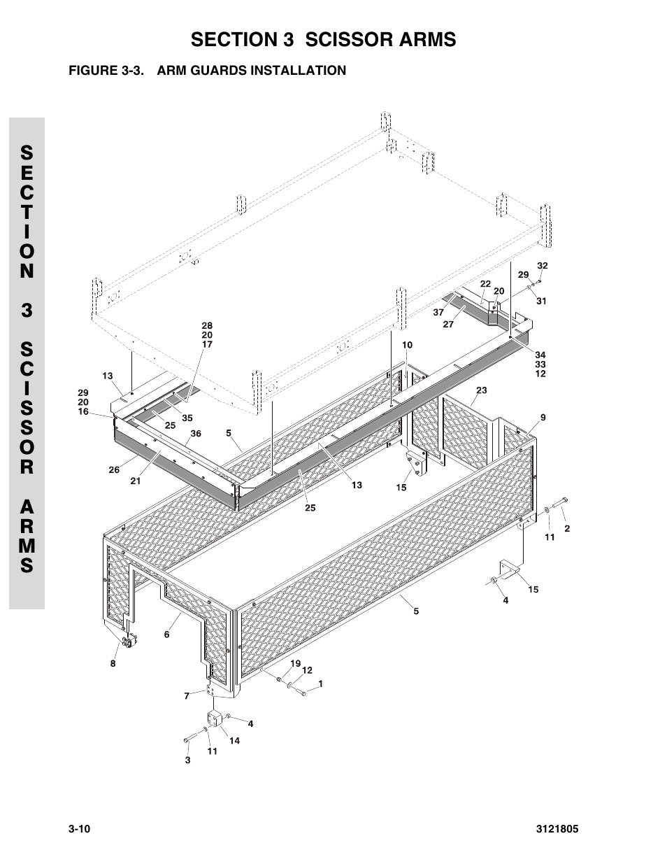 Figure 3-3. arm guards installation | JLG 400CRT Parts Manual User Manual | Page 74 / 150