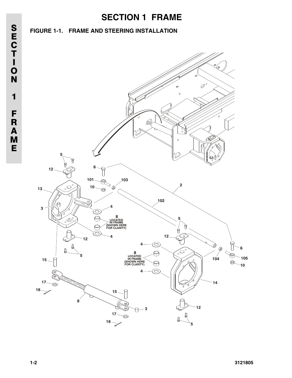 Figure 1-1. frame and steering installation | JLG 400CRT Parts Manual User Manual | Page 8 / 150