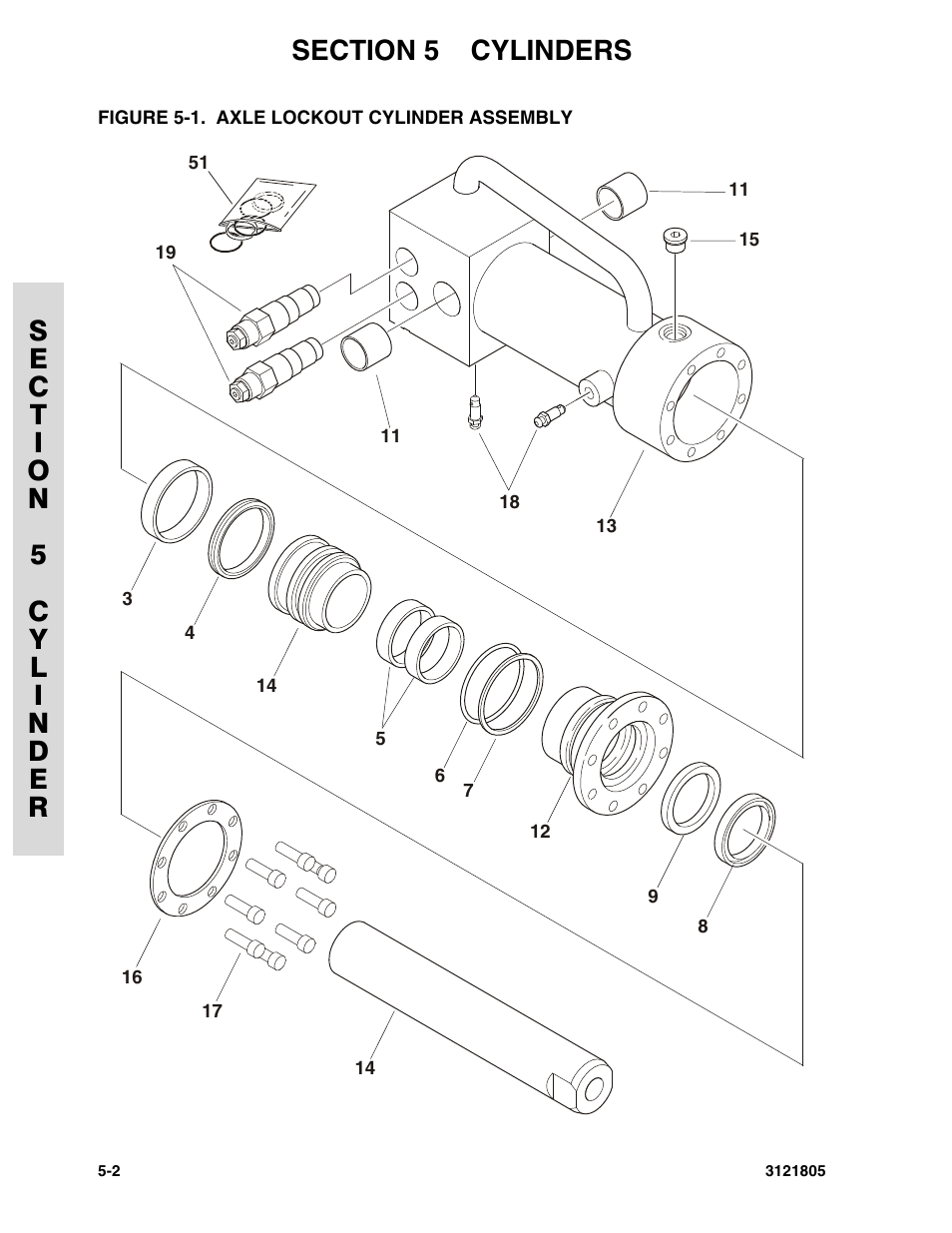 Figure 5-1. axle lockout cylinder assembly | JLG 400CRT Parts Manual User Manual | Page 94 / 150