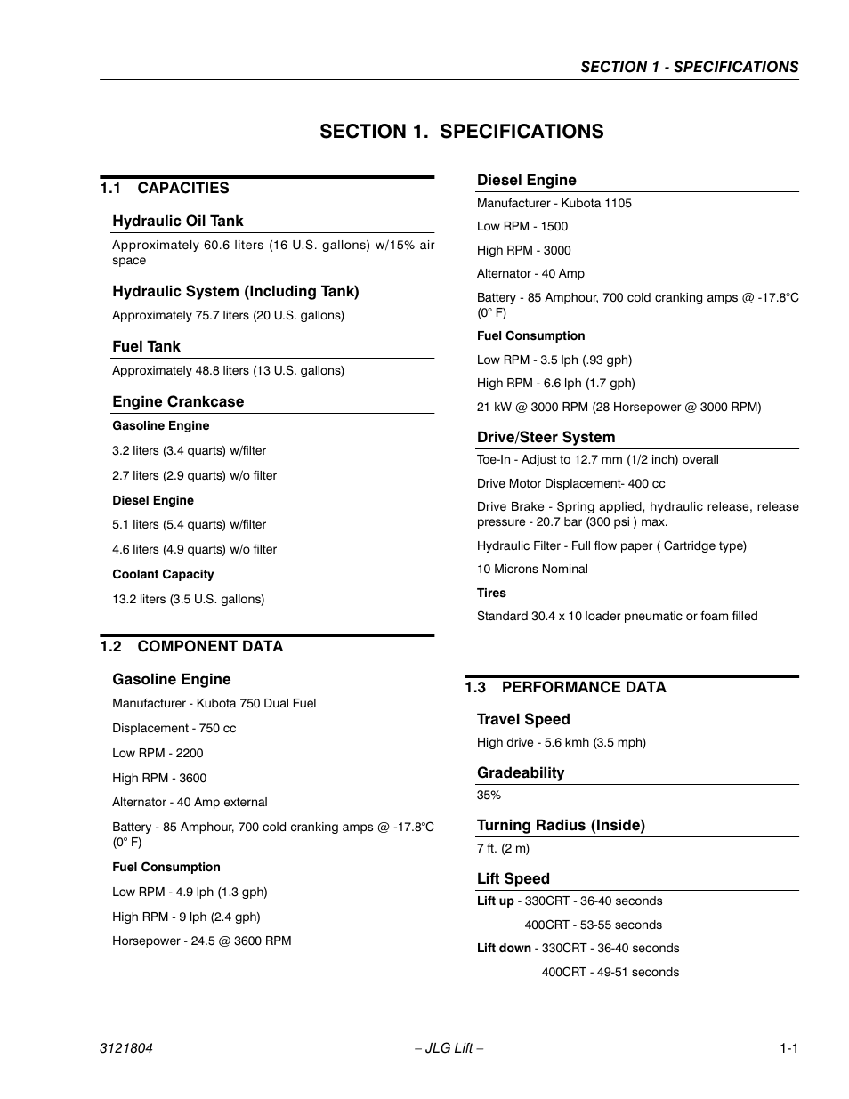 JLG 400CRT Service Manual User Manual | Page 9 / 58