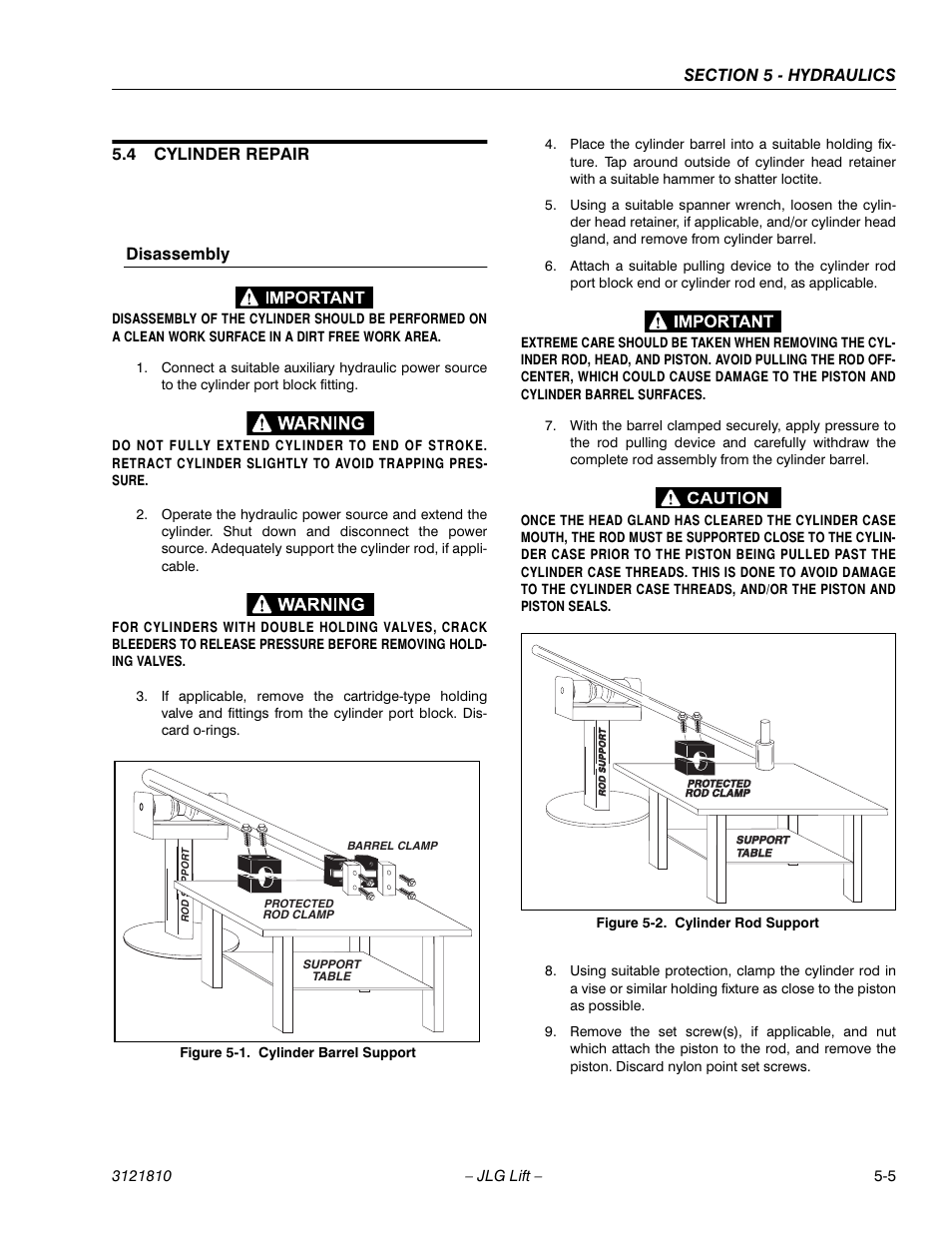 4 cylinder repair, Disassembly | JLG 120-SXJ Service Manual User Manual | Page 75 / 112