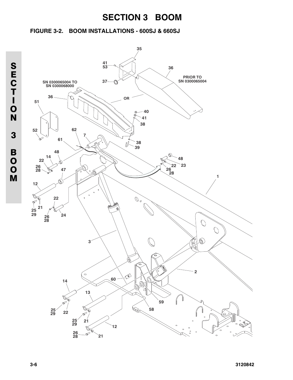 Figure 3-2. boom installations - 600sj & 660sj, Boom installations - 600sj & 660sj -6 | JLG 660SJ Parts Manual User Manual | Page 130 / 306