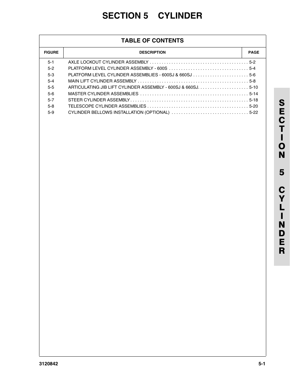 Section 5 cylinder, Section 5 - cylinder -1 | JLG 660SJ Parts Manual User Manual | Page 209 / 306