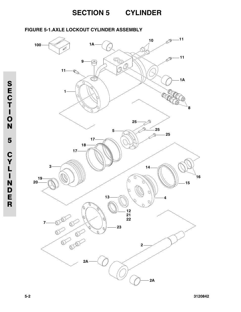 Figure 5-1. axle lockout cylinder assembly, Axle lockout cylinder assembly -2 | JLG 660SJ Parts Manual User Manual | Page 210 / 306